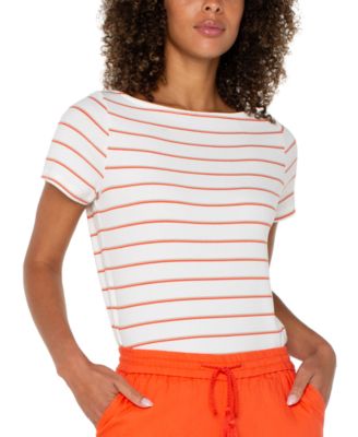 Petite Short-Sleeve Boat-Neck Knit Top