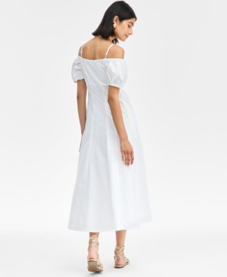 Women's Cotton Cold-Shoulder Midi Dress, Exclusively at Macy's