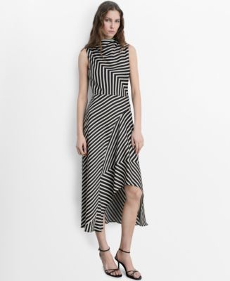 chinese dress ladies Cali Striped Asymmetrical Maxi Dress