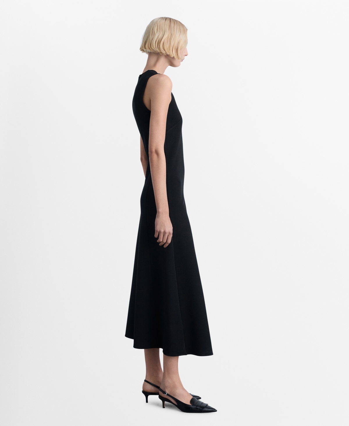 Mango Women's Flared Midi-dress In Black