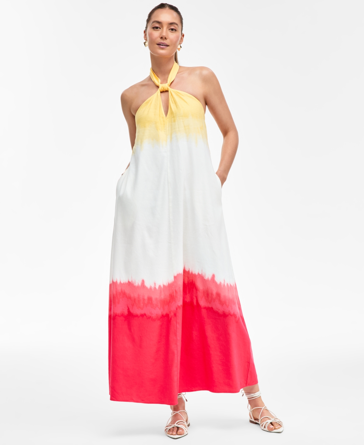 Shop Inc International Concepts Women's Dip-dyed Linen-blend Maxi Dress, Exclusively At Macy's In Shirlee Dye