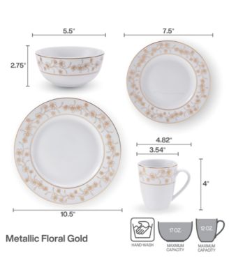Metallic Floral Gold 32-Pc. Dinnerware Set, Service for 8