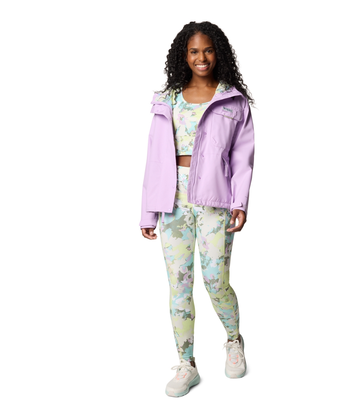 Columbia Women's Pfg Open Water Hooded Rain Jacket In Hydrangea