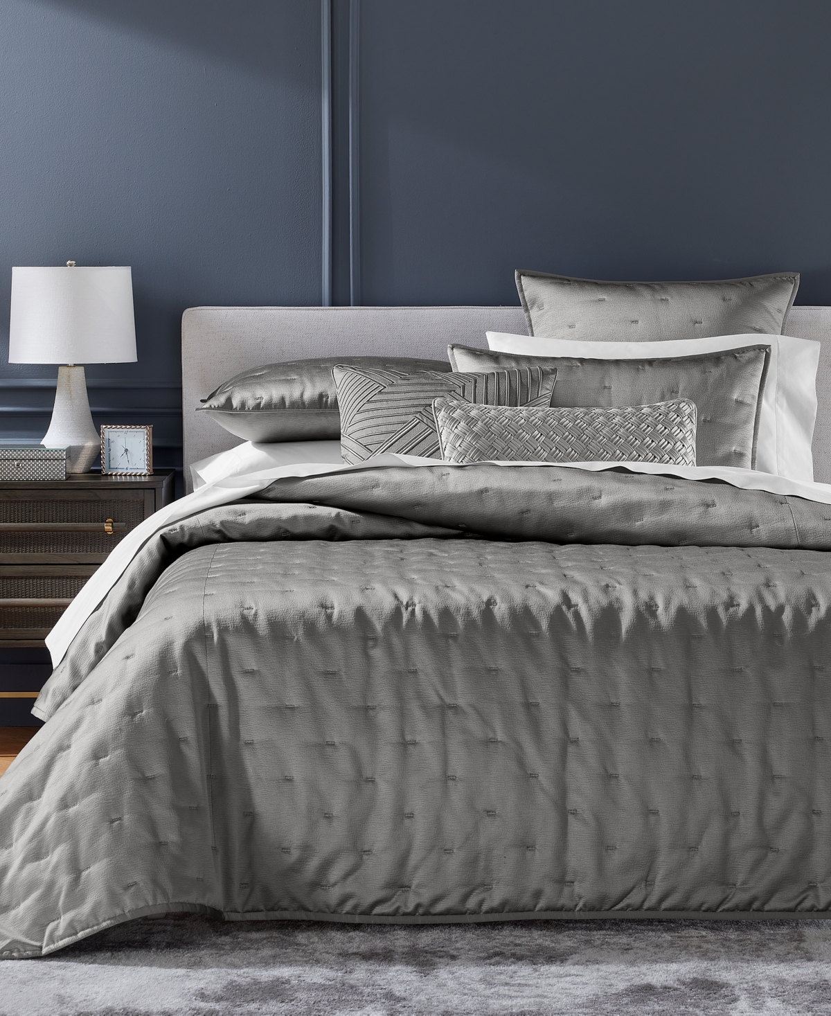 Hotel Collection Basketweave Decorative Pillow, 12" X 24", Exclusively At Macy's In Charcoal
