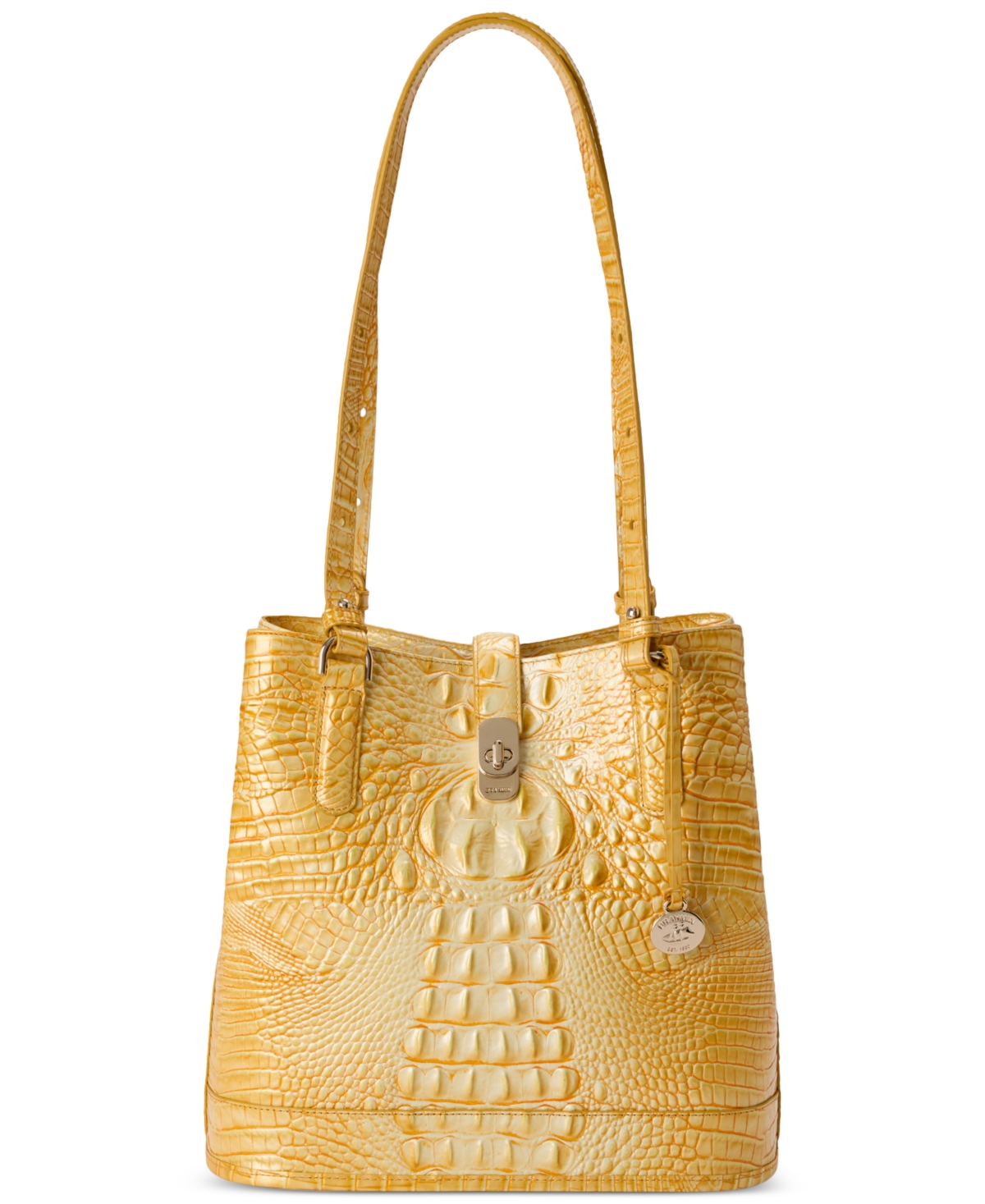 Fiora Melbourne Embossed Leather Shoulder Bag - Lemon Drop