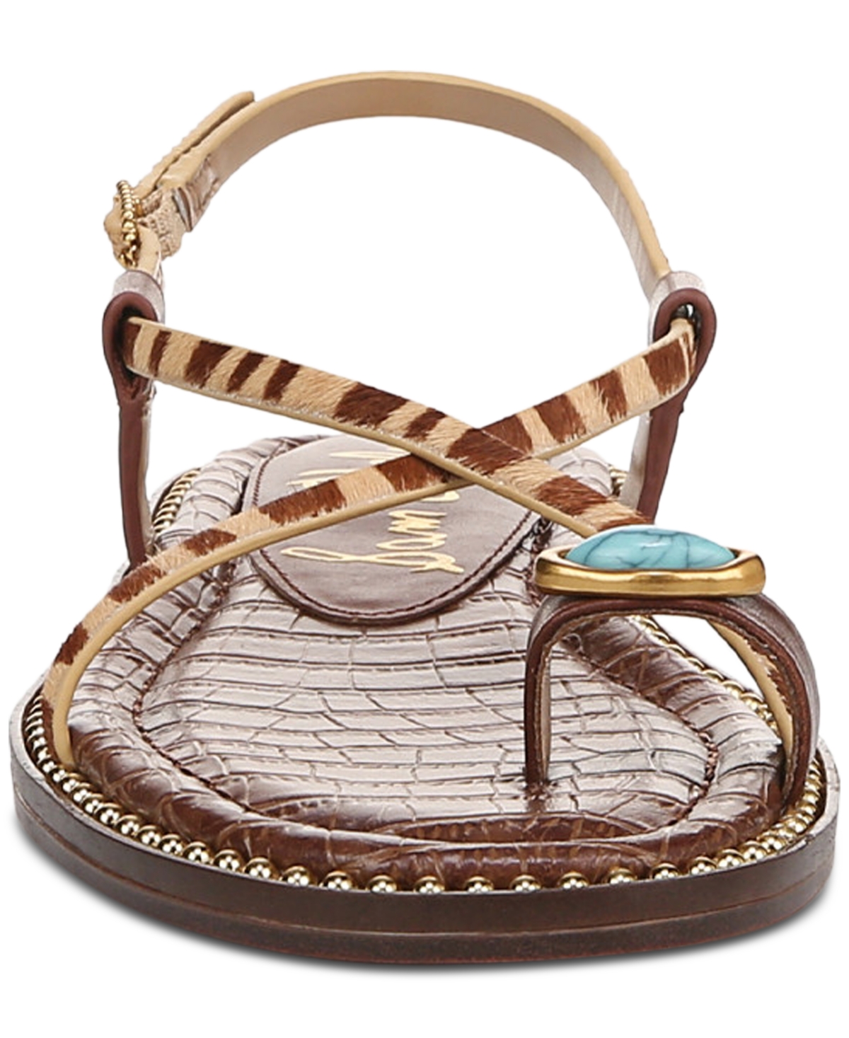 Shop Sam Edelman Women's Tenly Strappy Flat Sandals In Beechwood Multi,burnt Brandy