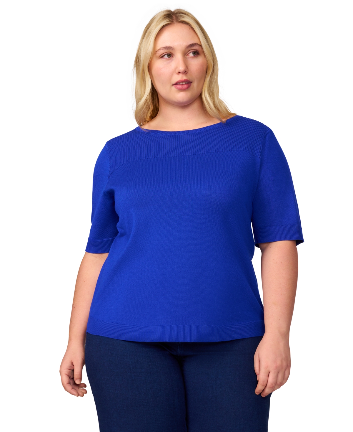 Plus Size Elbow-Sleeve Sweater, Exclusively at Macy's - Pepper Green