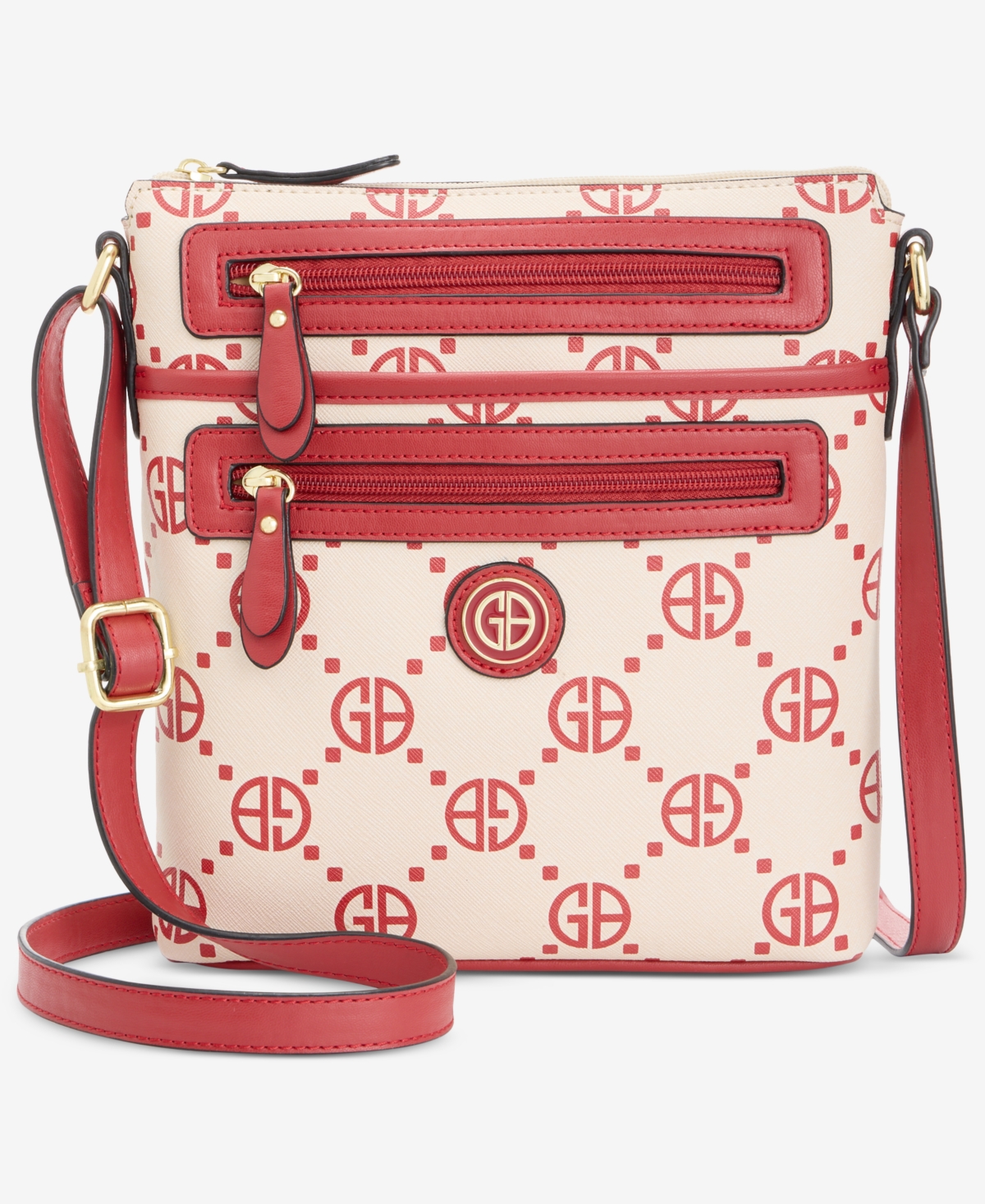 Giani Bernini Monogram Signature North South Crossbody In Tapioca,red