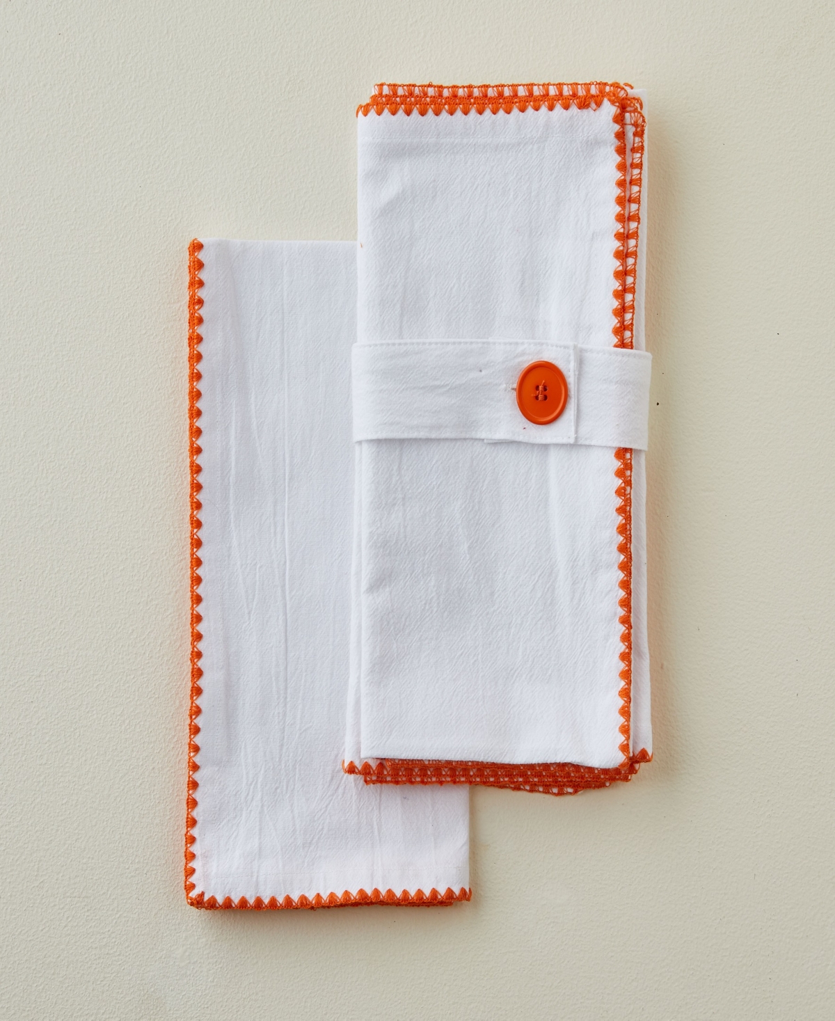 Tableau Embroidered Edge Napkins, Set Of 4 In Orange