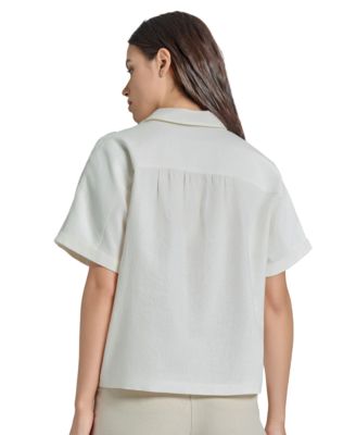 Women's Linen-Blend Drop-Shoulder Shirt 
