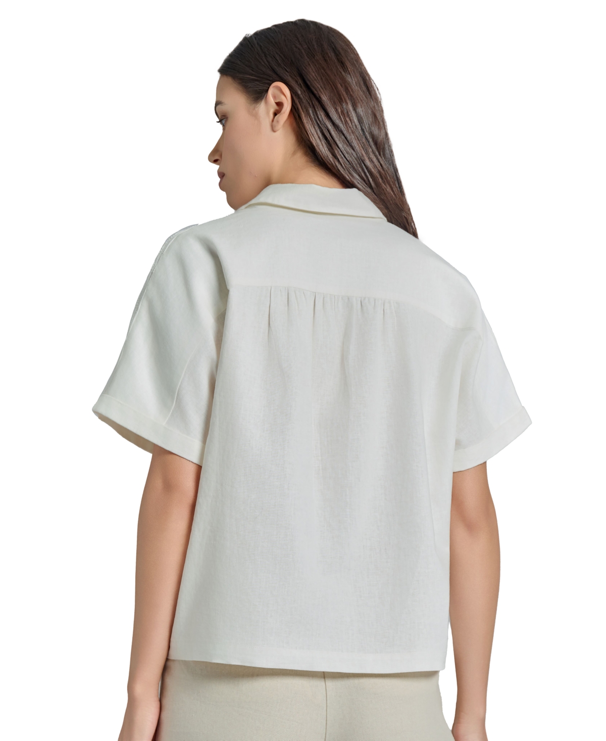 Jones New York Women's Linen-blend Drop-shoulder Shirt In Nyc White