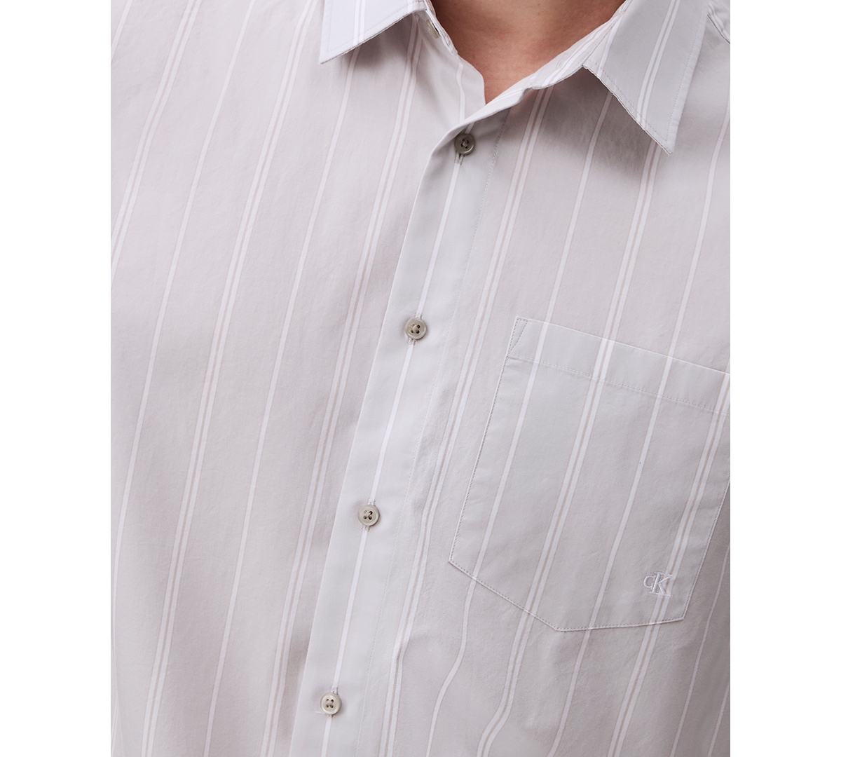 Calvin Klein Men's Relaxed Fit Short Sleeve Poplin Striped Button-front Shirt In Gray Violet