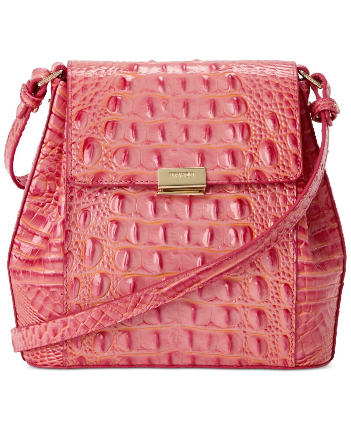 Melbourne Margo Embossed Leather Crossbody - Coral Snapdragon