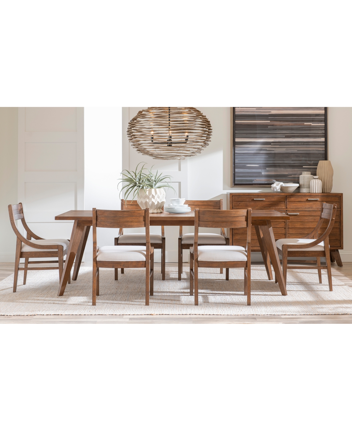 Macy's Greystone Ii 7-pc. Dining Set (rectangular Table & 6 Chairs) In Brown
