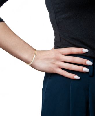 Lab Grown White Sapphire Curb Link Bracelet (4-1/10 ct. t.w.) in 14k Gold-Plated Sterling Silver