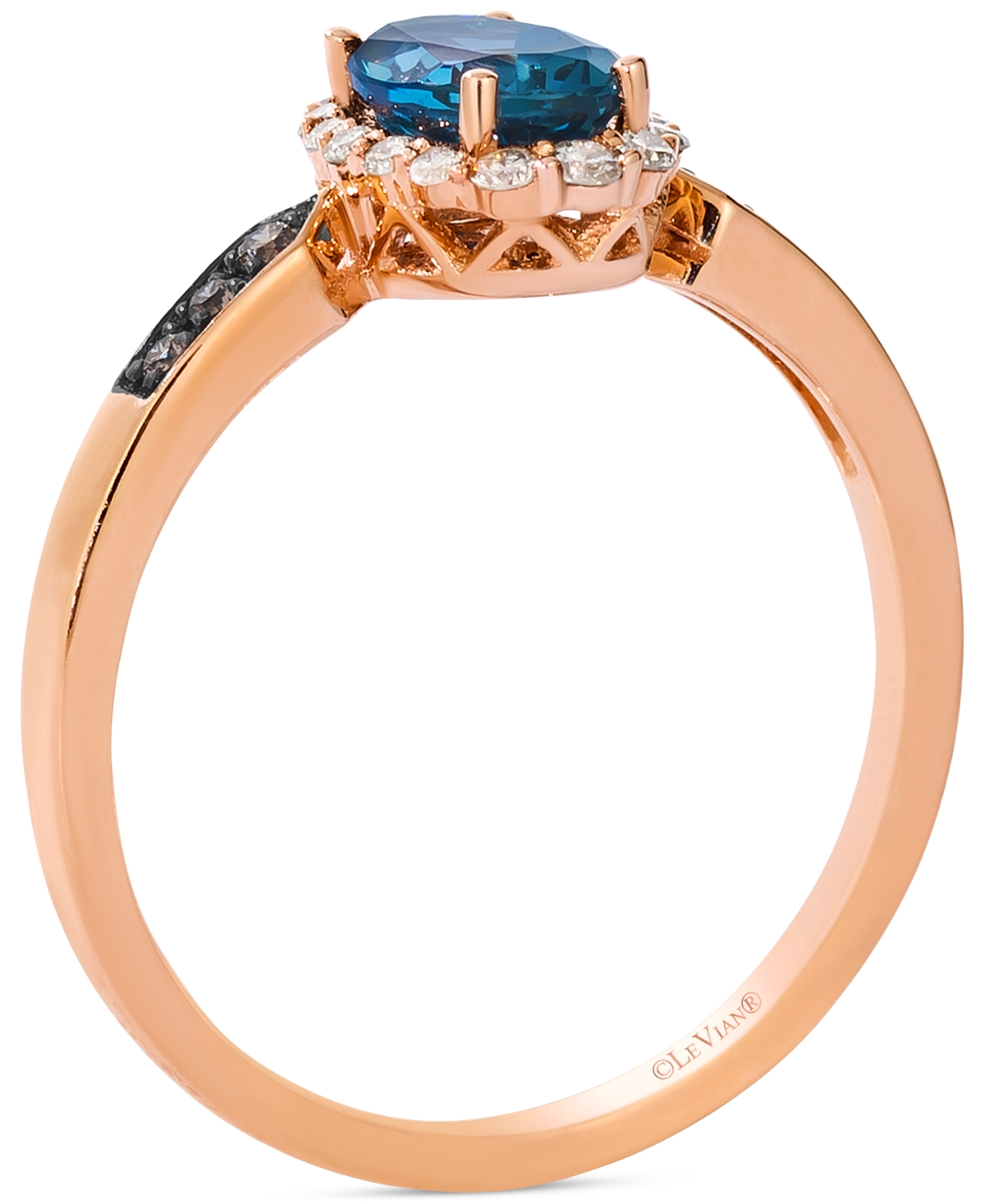 Le Vian London Blue Topaz (3/4 Ct. T.w.) & Diamond (1/5 Ct. T.w.) Oval Halo Ring In 14k Rose Gold In Rose Gold