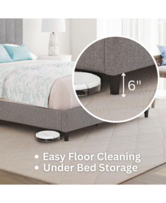 Leah Linen Upholstered Platform Bed Frame with Adjustable Headboard - 13 slat support