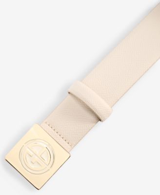 Logo Plaque-Buckle Faux-Leather Belt
