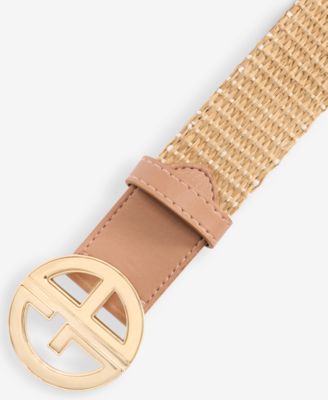Logo-Buckle Straw Belt