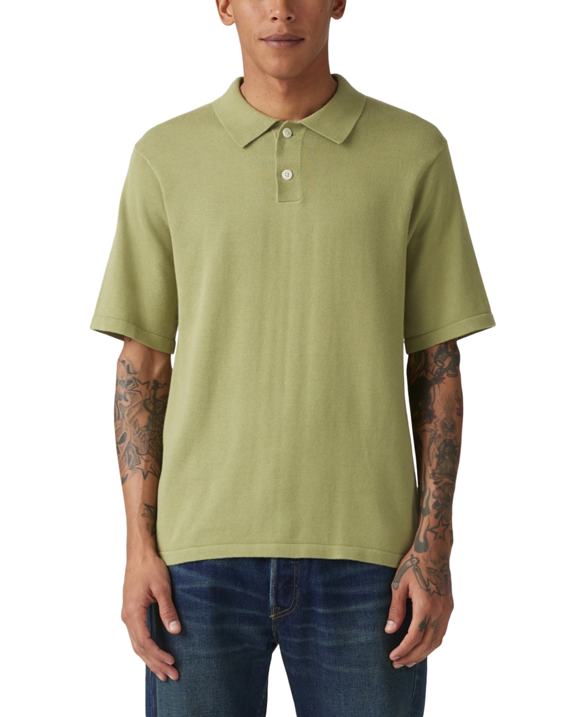 Levi's Men's Short Sleeve Textured Polo Sweater In Green