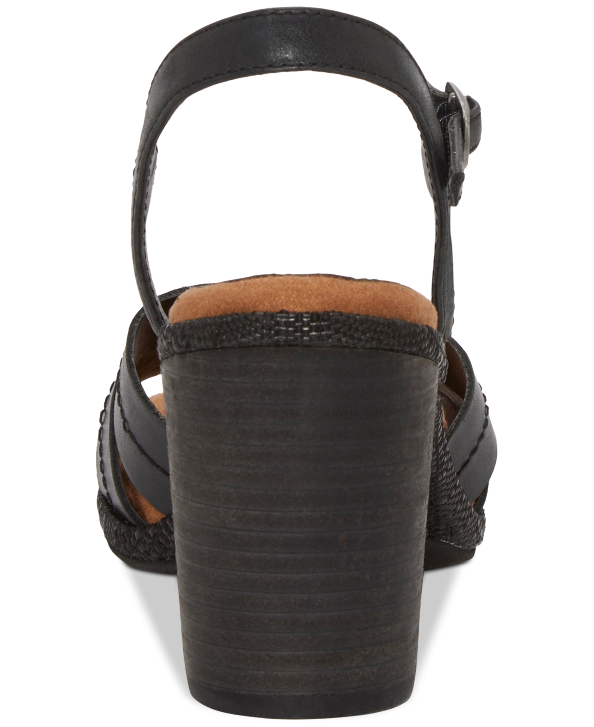 Shop Lucky Brand Women's Fanesa Strappy Block-heel Dress Sandals In Black Leather