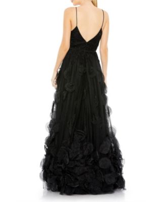 Women's Embellished Floral High Low Sleeveless Gown