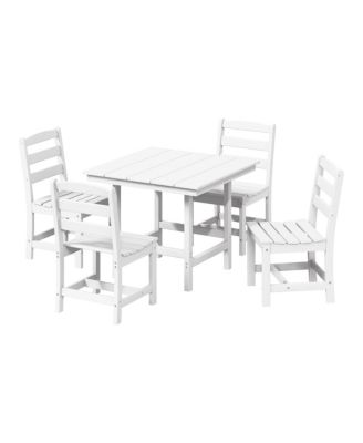 5-Piece HDPE Outdoor Square Patio Dining Table Set with Armless Side Chairs