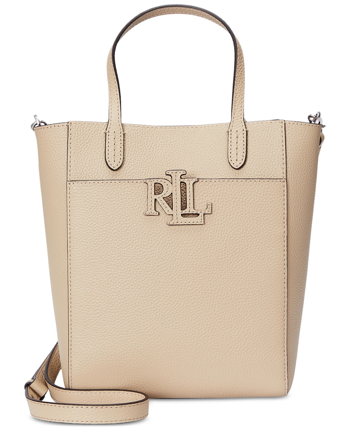 Ralph Lauren Pebbled Leather Small Cameryn Tote Bag In Sand Dune
