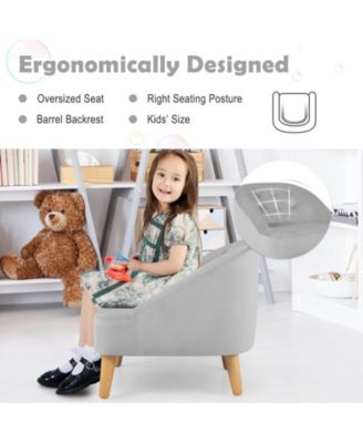 Soft Velvet Upholstered Kids Sofa Chair with Ottoman