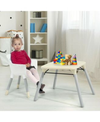 Kids 4-in-1 Convertible Table Chair Set with PU Cushion