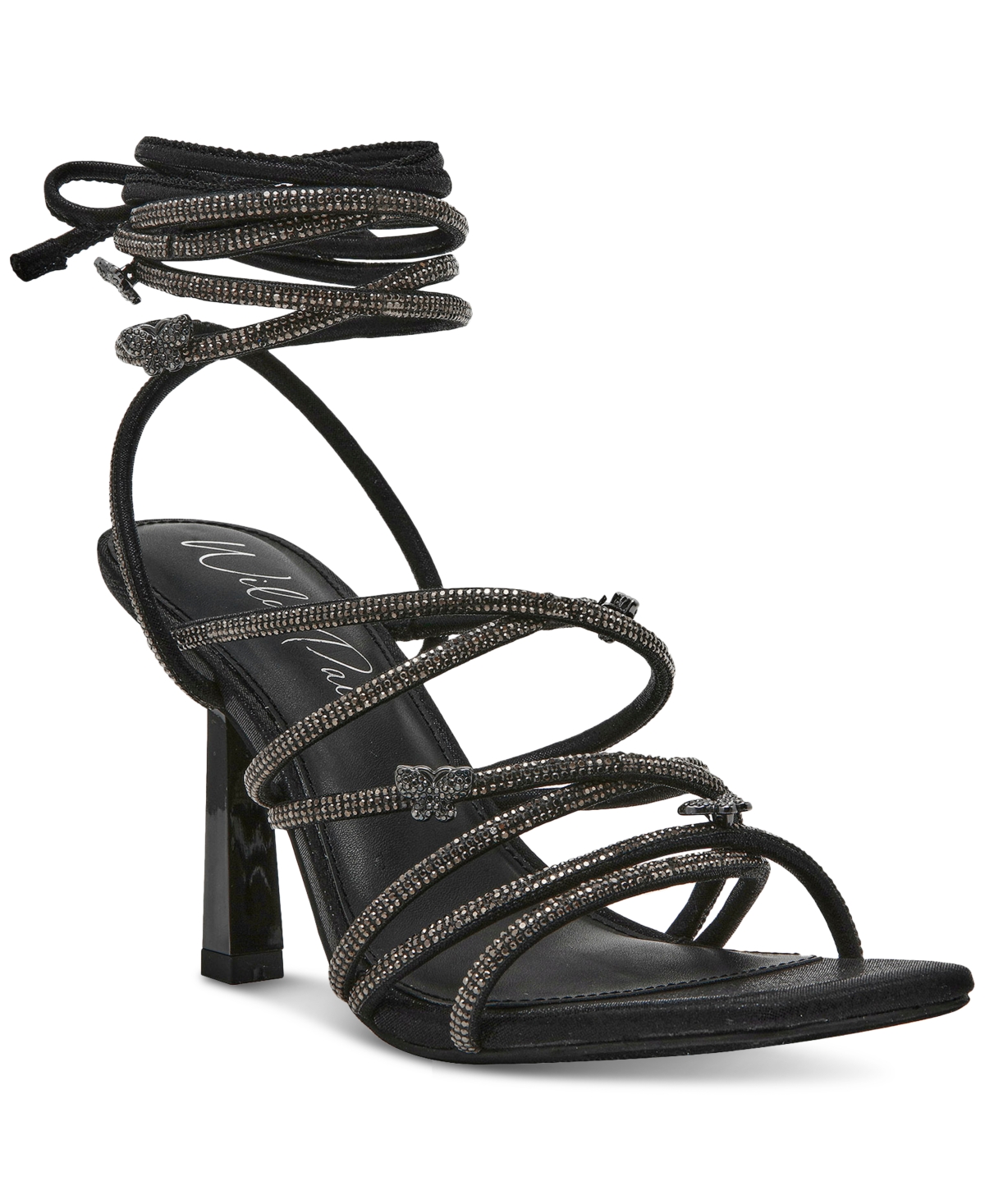 Shop Wild Pair Eross Lace-up Dress Sandals, Created For Macy's In Black Bling