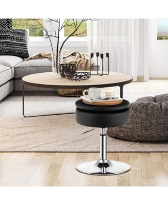 Adjustable 360 Swivel Storage Vanity Stool with Removable Tray