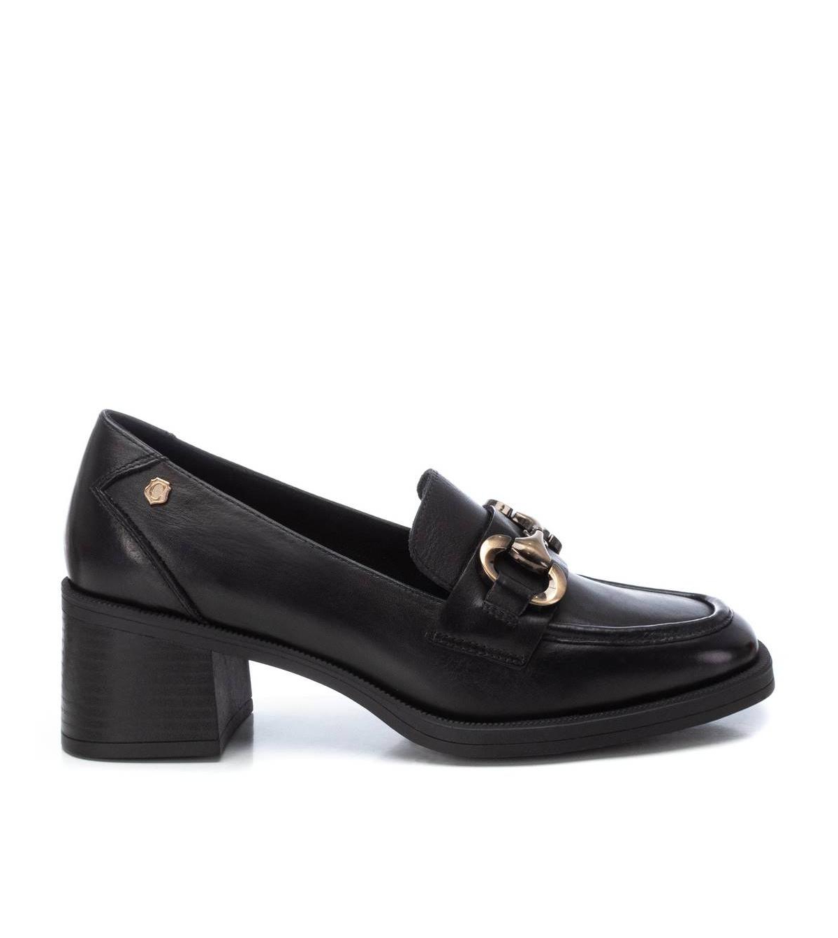 Carmela Leather Collection Women's Heeled Moccasins by Xti - Black
