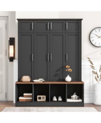 Streamdale Versatile Hall Tree with Hooks, Storage Bench, and Cabinet