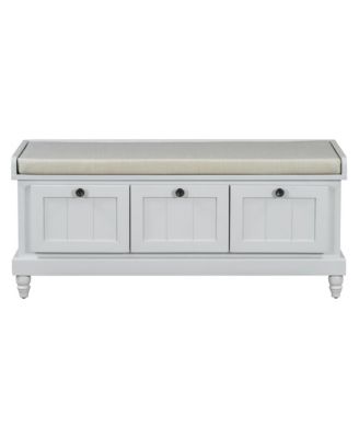 Classic Storage Bench with Cushioned Seat and Three Drawers for Entryway and Living Room