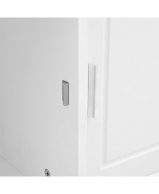 Streamdale Space-Saving Hall Tree Sliding Doors, Silvery Hooks, Mudroom Bench, Shoe Storage, Cushion