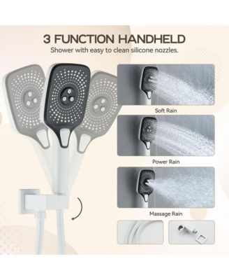 Wall-Mounted High-Pressure Shower System with Rain Shower Head and Temperature Display