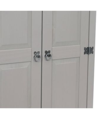 2-Door, 2-Shelf Accent Cupboard - Solid Pine - Gray - 43" H
