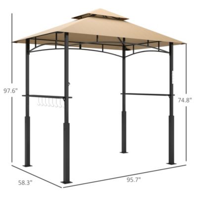 8' x 5' Grill Gazebo, 2-Tier Outdoor BBQ Gazebo,