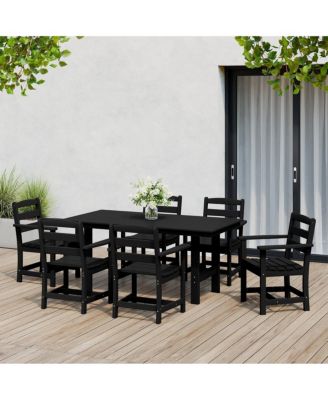 7-Piece HDPE Outdoor Rectangular Patio Dining Table Set