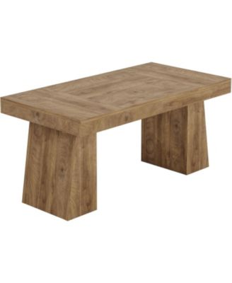 55 Inches Executive Desk, Mid-Century Modern Home Office Desk with Double Trapezoid Base, Wood Computer Desk Business Workstation Desk