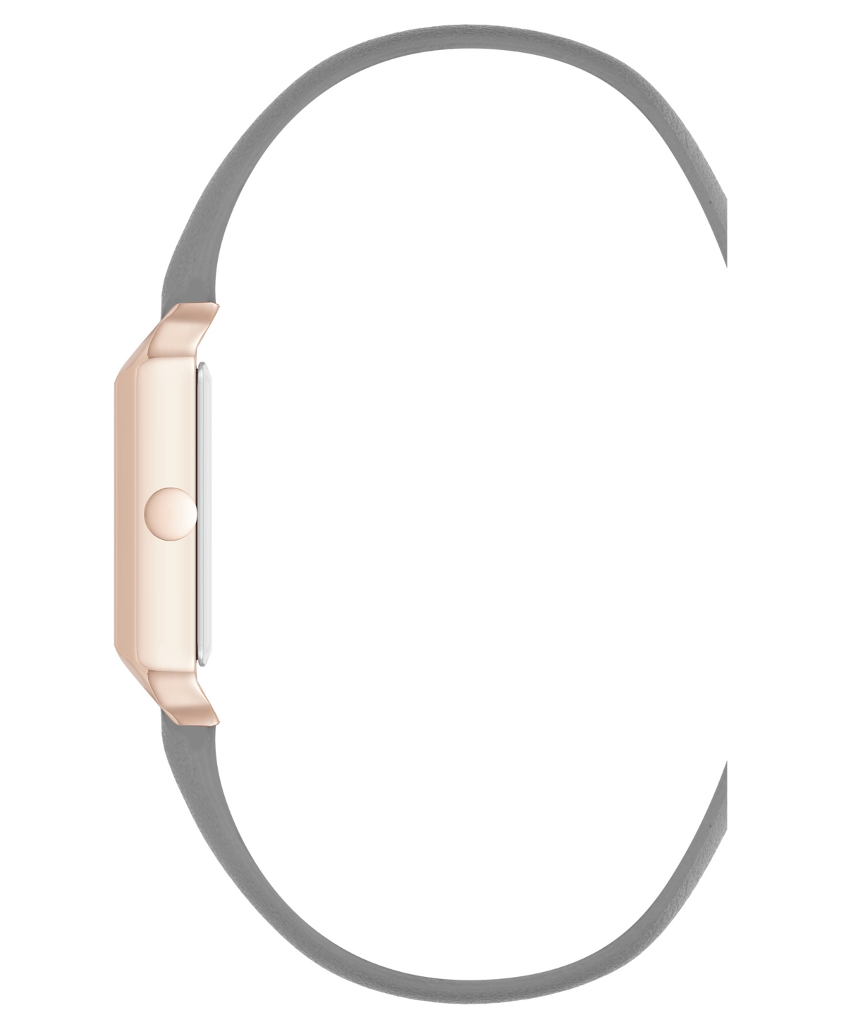 NINE WEST WOMEN'S QUARTZ RECTANGULAR ROSE GOLD-TONE AND GRAY POLYURETHANE LEATHER BAND WATCH, 29MM 