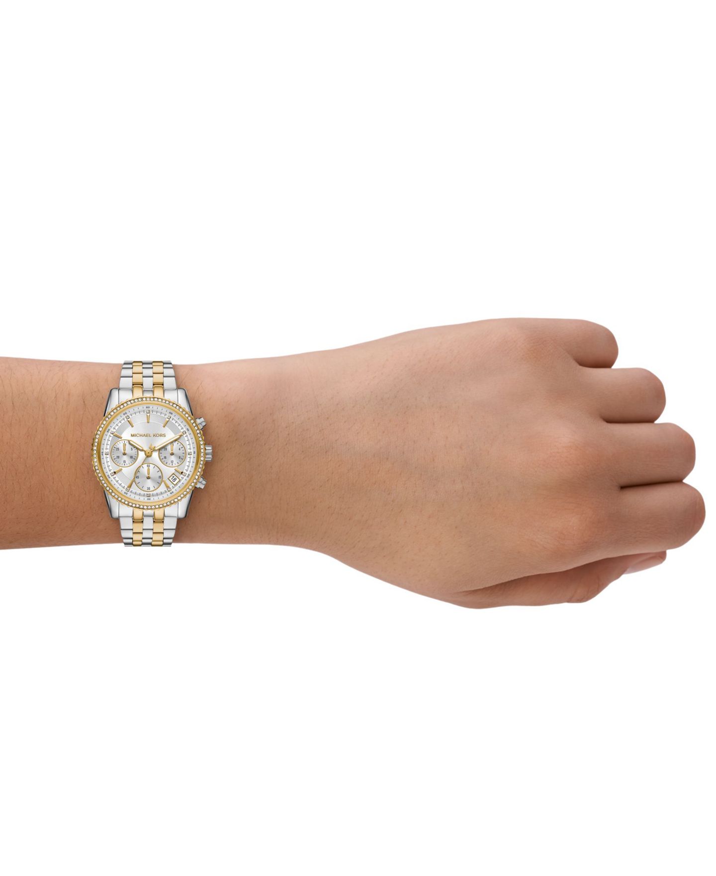 Женские часы Michael Kors Mini Bryant Chronograph Two-Tone Stainless Steel Watch, 35mm — фото 4