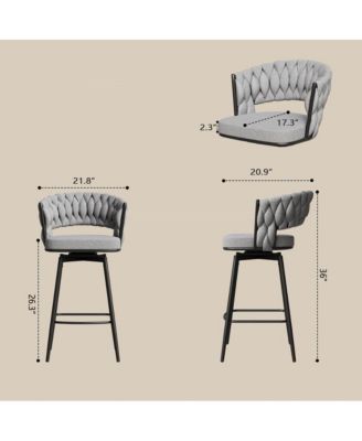   Set of 2  Upholstered, Metal Frame   26.3", 360° Swivel   Counter Height Stools