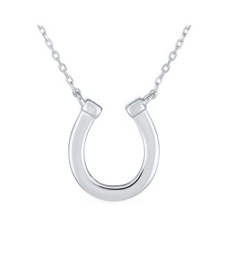 Delicate White or Orange Fire Created Opal Equestrian Good Luck Charm Horseshoe Necklace Pendant .925 Sterling Silver