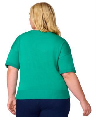 Plus Size Seamed V-Neck  Sweater, Exclusively at Macy's