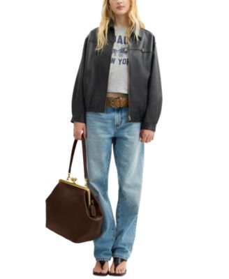 Kisslock Medium Leather Frame Bag 