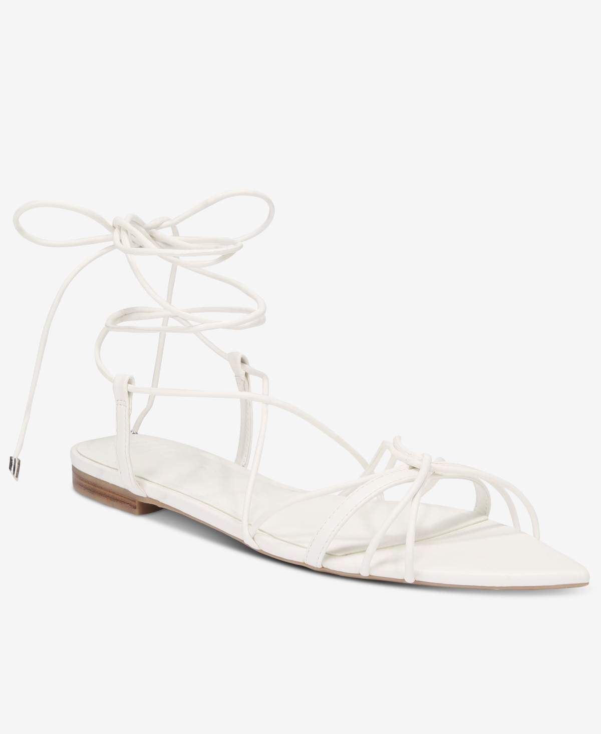 Inc International Concepts Women's Kharmaa Lace-up Flat Sandals, Exclusively At Macy's In White Smooth