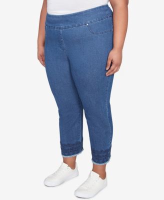 Plus Size Embroidered Extra Stretch Dark Denim Jeans