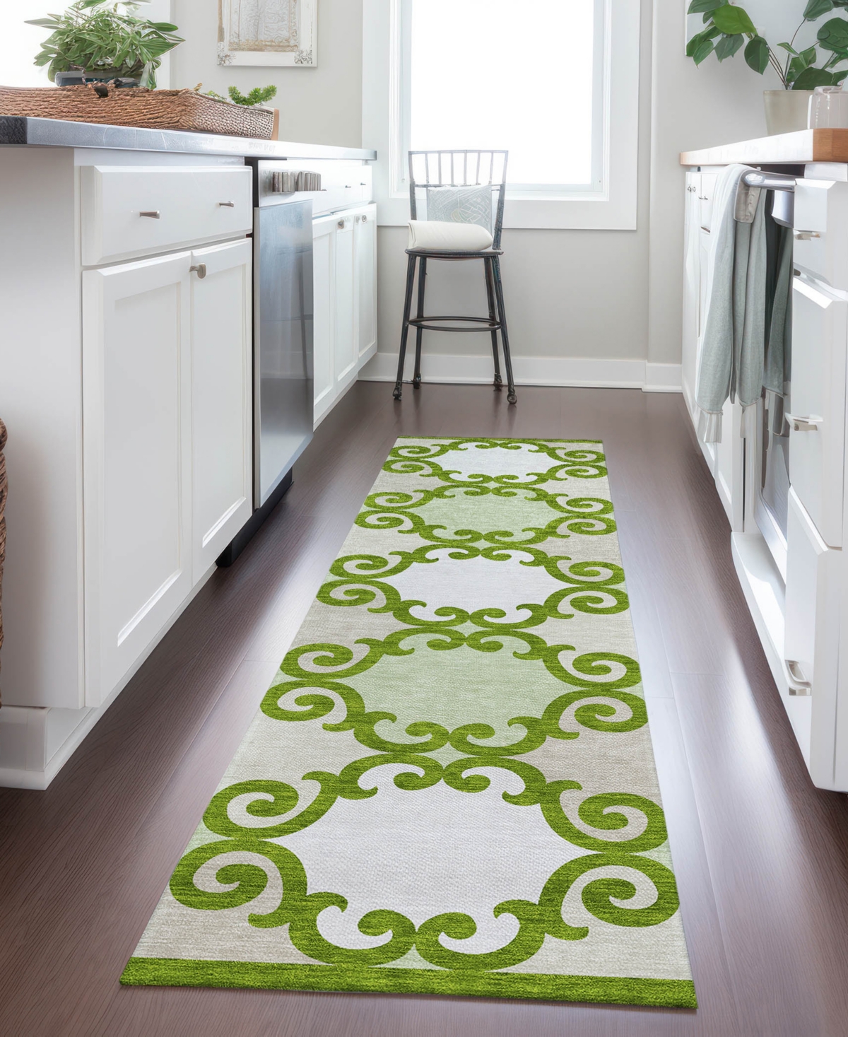 Addison Chantille Acn883 2'3"x7'6" Runner Area Rug In Lime